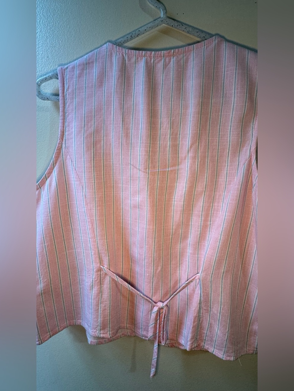 Sleeveless Pink Striped Tie-Back Top
